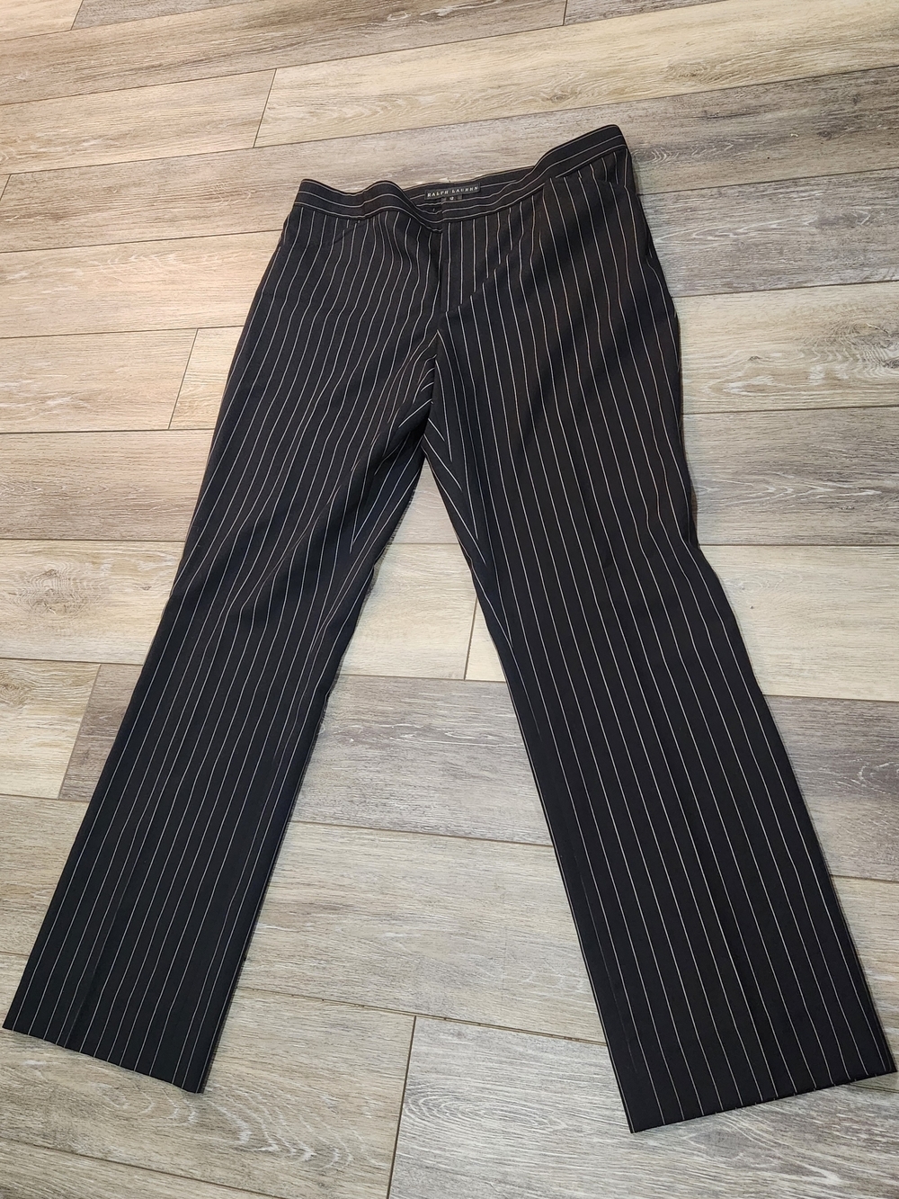 Ralph Lauren Black Pinstripe Trousers for Women Size 12